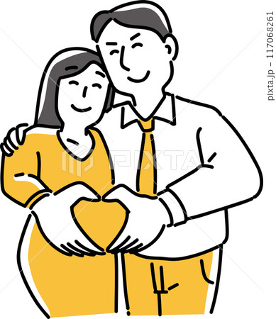 ハートを作る男女 117068261