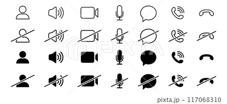 Set of video call icon. Offline and online black icon. Vector Set of video call icon. Offline and online black icon. Vector 117068310