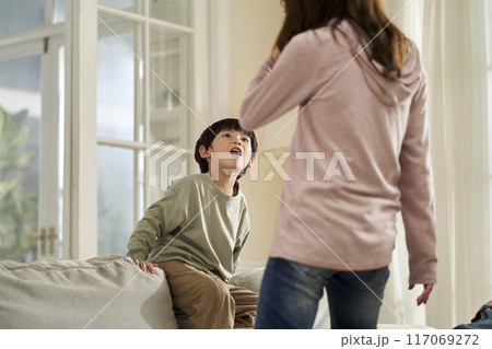 asian mother and son having a bad time at home asian mother and son having a bad time at home 117069272