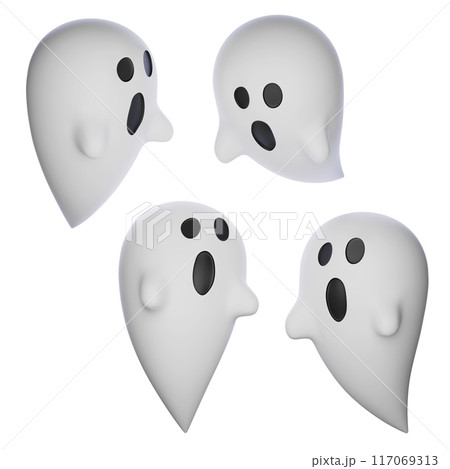 halloween cute spooky ghost character 3D images 117069313