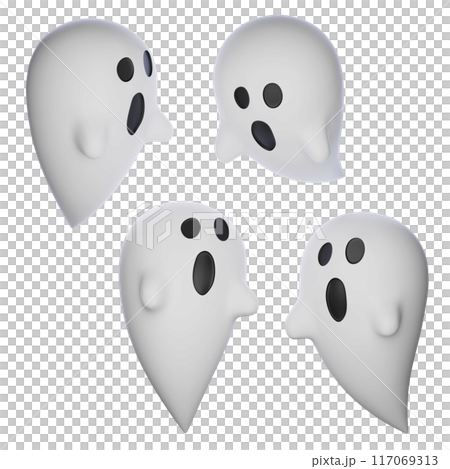 halloween cute spooky ghost character 3D images 117069313