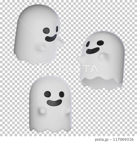 halloween cute spooky ghost character 3D images 117069316