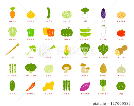 かわいい野菜のアイコンセット かわいい野菜のアイコンセット 117069583