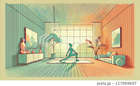 Physical activity for body and mind relaxation, healthy lifestyle habits concept 117069697