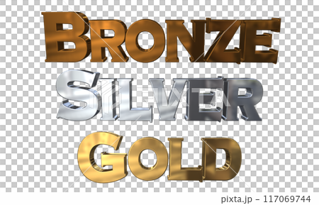 3DCG立体文字「ブロンズ,シルバー,ゴールド」Bronze,Silver,Gold 3DCG立体文字「ブロンズ,シルバー,ゴールド」Bronze,Silver,Gold 117069744