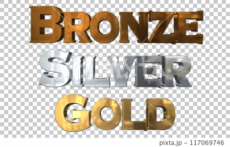 3DCG立体文字「ブロンズ,シルバー,ゴールド」Bronze,Silver,Gold 3DCG立体文字「ブロンズ,シルバー,ゴールド」Bronze,Silver,Gold 117069746