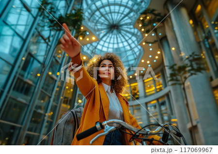 Woman pointing finger 117069967