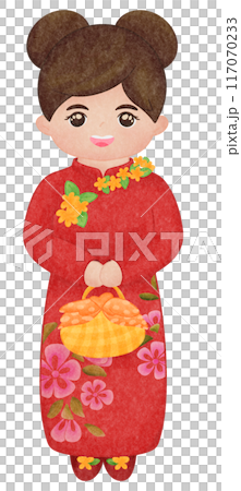 Woman wearing a cheongsam 117070233