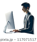 お洒落なパソコンを操作するスーツの男性 117071517