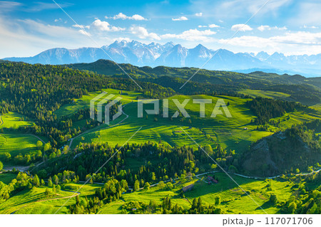 Mountain landscape in the Pieniny National Park at the foot of the Tatra Mountains 117071706