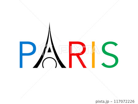 Colored text of the Paris logo, sports symbol of 2024 vector isolated on white background Colored text of the Paris logo, sports symbol of 2024 vector isolated on white background 117072226