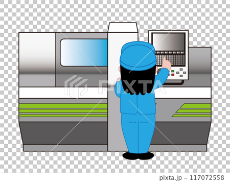 工場で作業する女性のベクターイラスト 117072558