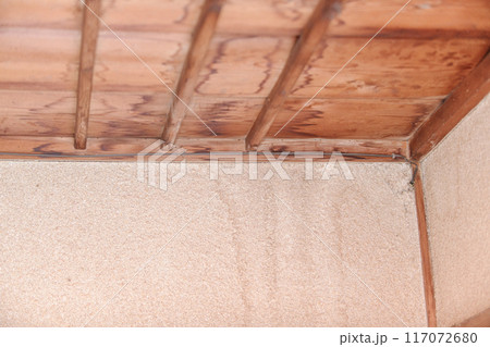 天井と壁に残る雨漏りの痕跡 天井と壁に残る雨漏りの痕跡 117072680