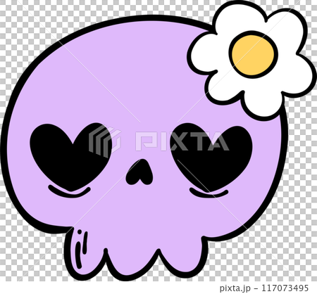 Groovy Retro Halloween skull face Cartoon Character Doodle Hand Drawing Vibrant Bold Funky Art Groovy Retro Halloween skull face Cartoon Character Doodle Hand Drawing Vibrant Bold Funky Art 117073495