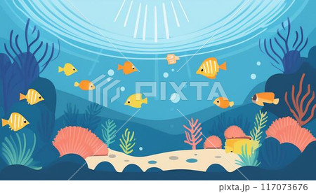 海の生き物のベクターイラスト 117073676