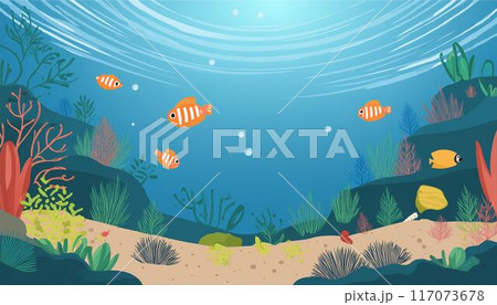海の生き物のベクターイラストフレーム 117073678