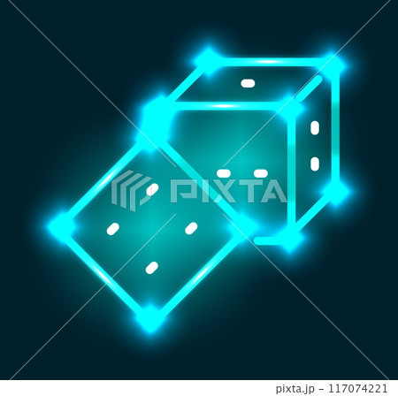 Dices neon sign. Gambling luck casino logo Dices neon sign. Gambling luck casino logo 117074221