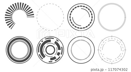 Round progress circle indicator in futuristic ui style Round progress circle indicator in futuristic ui style 117074302
