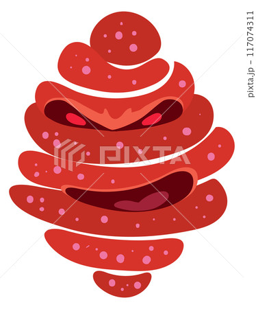 Microbe character. Red infection disease with angry face 117074311