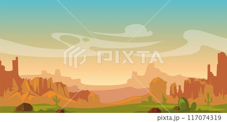 Rock desert landscape. Stone mountain nature scene Rock desert landscape. Stone mountain nature scene 117074319