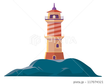 Lighthouse color icon. Marine coast light tower 117074321