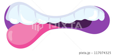 Tongue out mouth expression in funny cartoon style Tongue out mouth expression in funny cartoon style 117074325