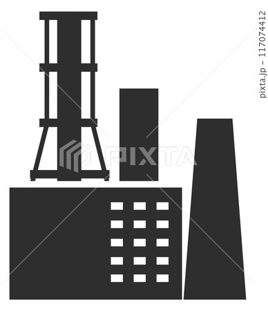 Energy production black icon. Factory pipes symbol Energy production black icon. Factory pipes symbol 117074412