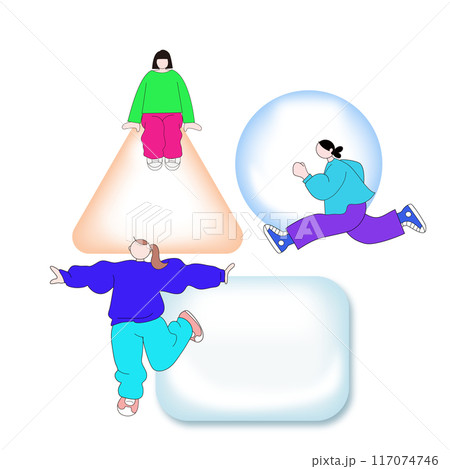 図形と女性のベクター線画 117074746