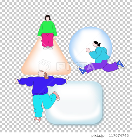 図形と女性のベクター線画 117074746