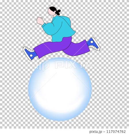 ボールと走る女性のベクター線画 117074762