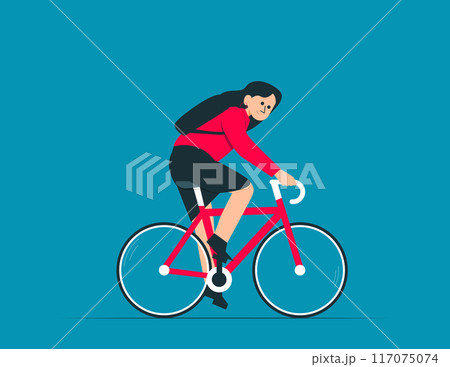 Person on bicycles cycling to work. Commuting by bike concept illustration 117075074