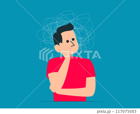 Tangled thoughts. Overthinking concept illustration 117075083