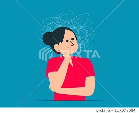 Tangled thoughts. Overthinking concept illustration 117075084