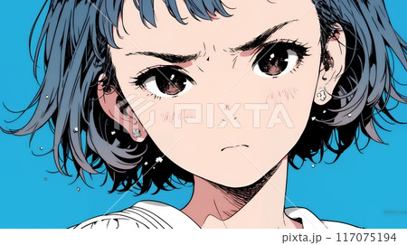 口と顔を歪めて嫌な感情を表している若い女性