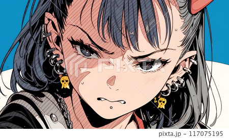 口と顔を歪めて嫌な感情を表している若い女性