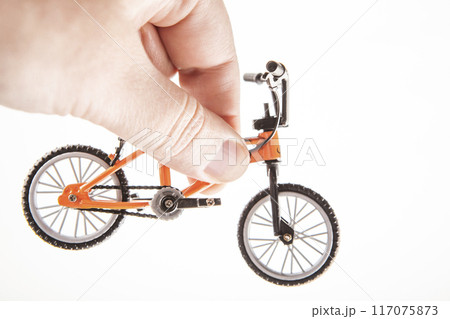 image of miniature bicycle hand white background image of miniature bicycle hand white background 117075873