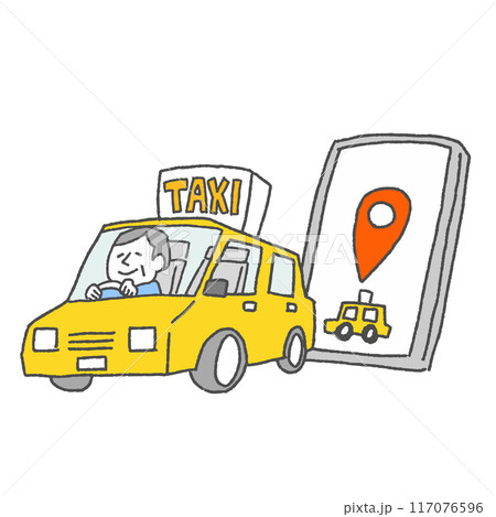 タクシー配車アプリのイメージイラスト タクシー配車アプリのイメージイラスト 117076596