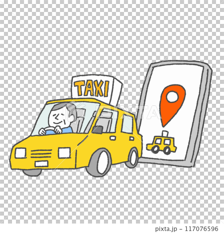 タクシー配車アプリのイメージイラスト タクシー配車アプリのイメージイラスト 117076596
