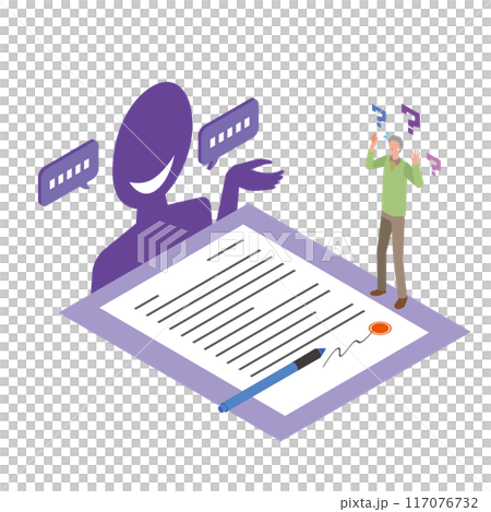 騙されて契約する高齢男性のイメージイラスト 騙されて契約する高齢男性のイメージイラスト 117076732