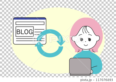 Illustration of a woman updating a blog Illustration of a woman updating a blog 117076893
