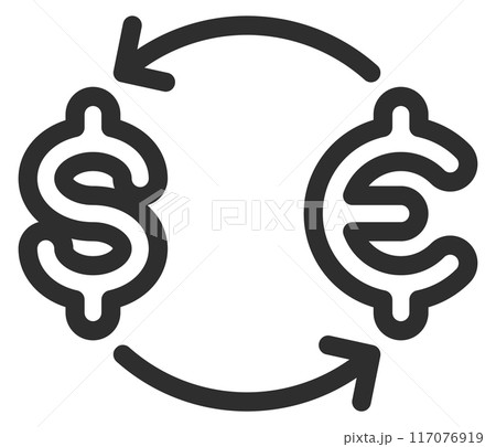 Currency conversaion black line icon. Money exchange 117076919
