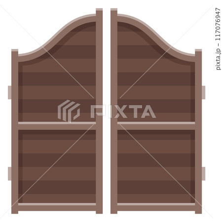 Retro wooden doorway in wild west style. Vintage doors 117076947