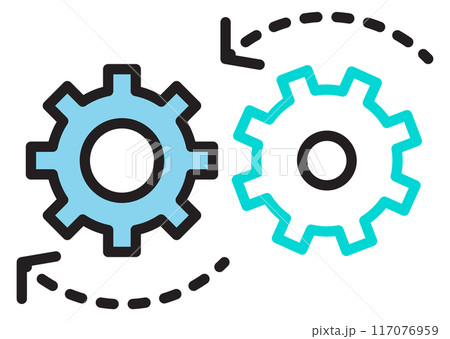 Gears proccess icon. Rotating cogwheels color symbol 117076959