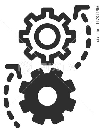 Rotating gears black icon. Mechanical process symbol 117076966