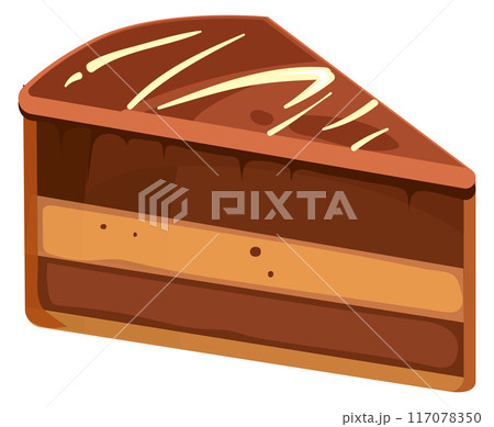 Chocolate piece of cake. Sweet cartoon pie slice 117078350