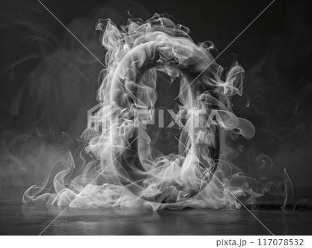A Letter of smoke alphabet. Smoke number 0. AI Generated. 117078532