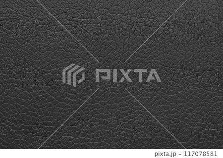 Natural, genuine black leather texture, structure of glossy leatherette macro background 117078581