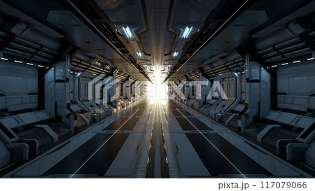sci-fi corridor　3D rendering 117079066
