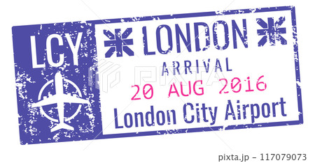 London airport stamp. Tourist passport travel visa 117079073