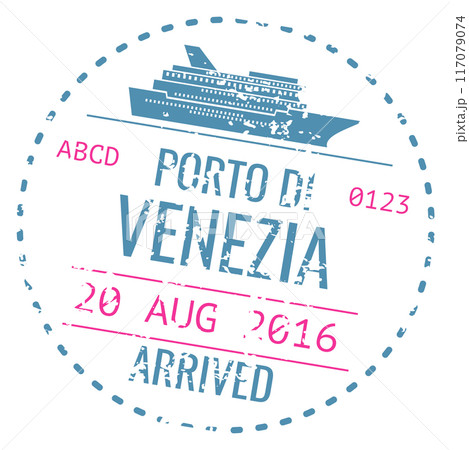 Italian sea port travel stamp. Arrival mark 117079074